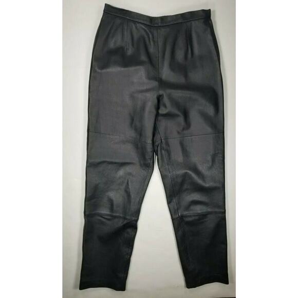 TERRY LEWIS Leather Pants Womens 10 Straight High Rise VTG 90's Grunge Bikerchic - Picture 2 of 8